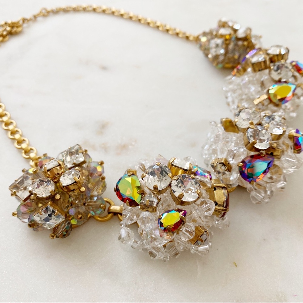 NEW J.Crew beaded crystal cluster necklace NWOT - Picture 2 of 4